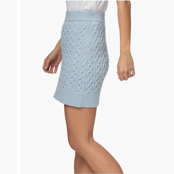 NWOT Paige Juliet Cable Wool Blend Sweater Skirt in Sky Blue – Sz L - Picture 3 of 7